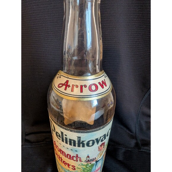 Vtg 1940s Arrow Extract Pelinkovac Stomach Bitters Bottle Detroit Michigan Nice - Picture 2 of 12